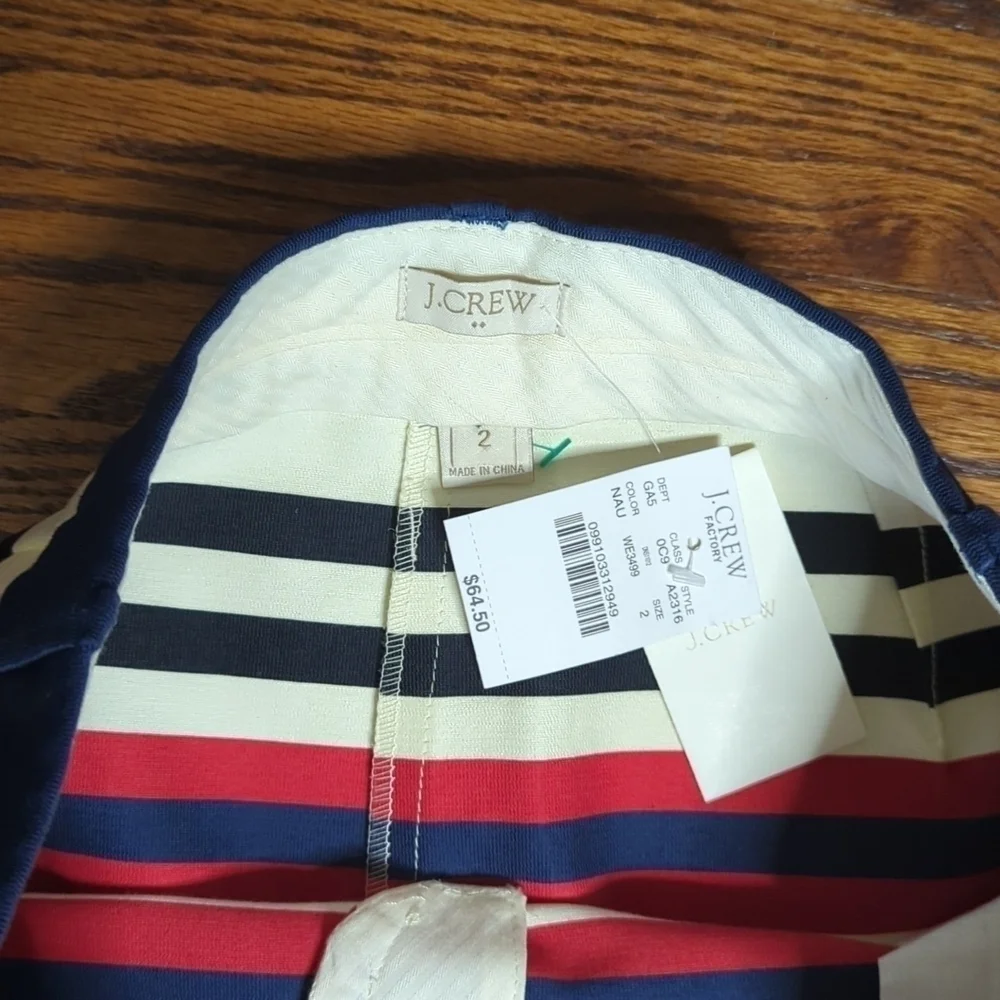 J. Crew striped preppy white  bright cotton summer coastal mini skirt NWT  sz 2